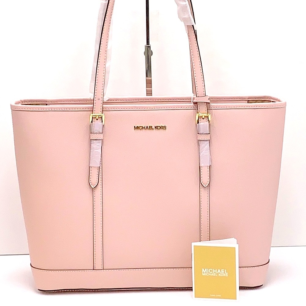 MICHAEL KORS POWDER BLUSH COLOR JET SET TRAVEL LARGE SAFFIANO LEATHER TOTE BAG - Picture 1 of 14